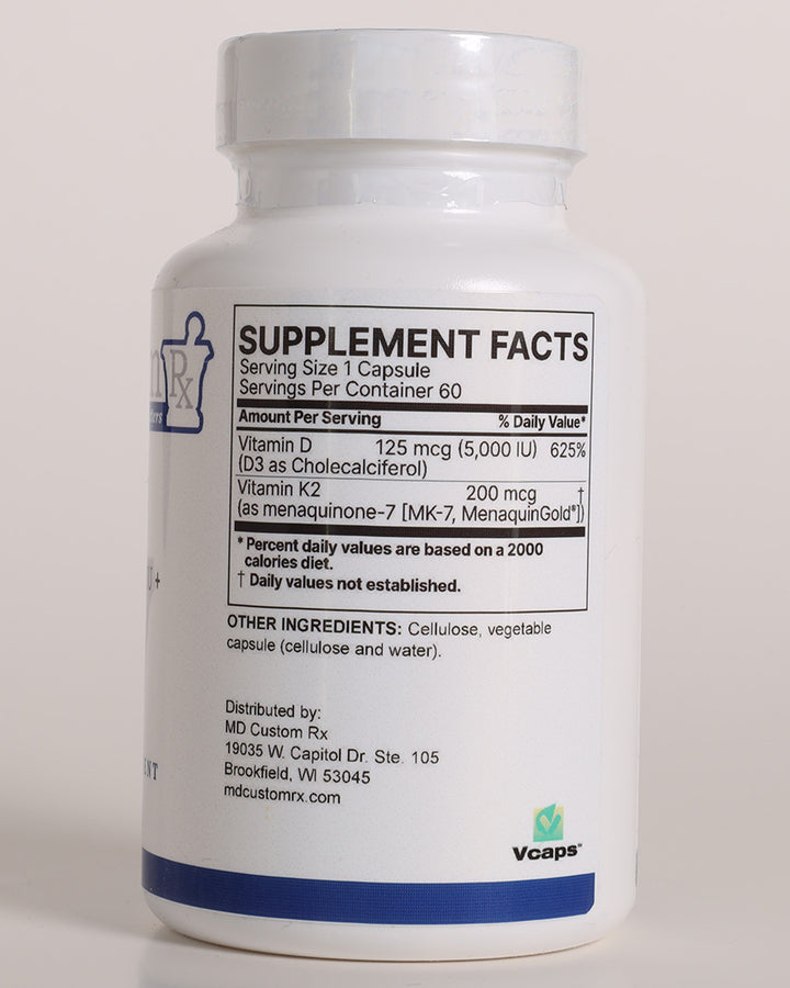 Vitamin D3 5,000iu + K2 200mcg 60 Capsules